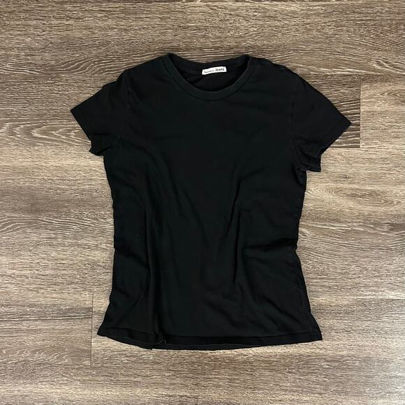 Reformation Black Organic Cotton Crew Neck T-Shirt XS Classic Short Sleeve Tee - Picture 5 of 11